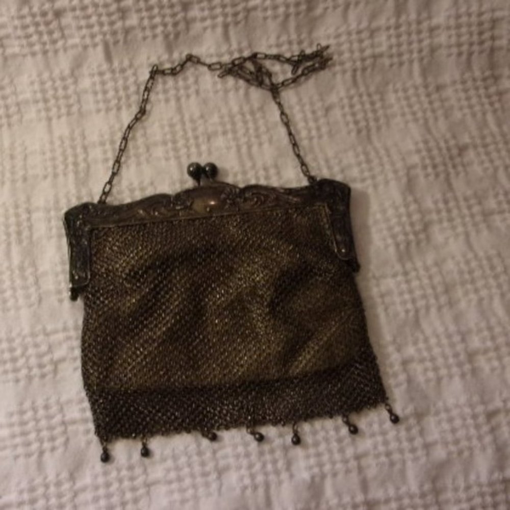 "Vintage German Silver Mesh Purse Mini Bag "